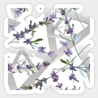 Lavender Flower Watercolor Geometric Design Sticker